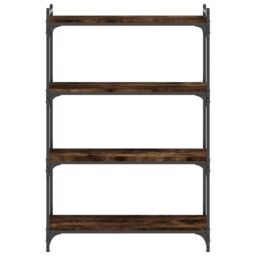 Berkfield Home Bookcase 4-Tier Smoked Oak 80x30x120 cm Engineered Wood in Brown - Size: 80 x 30 x 120 cm - thumbnail 4