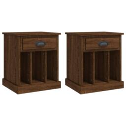 Berkfield Home Elegant Bedside Cabinets 2 pcs Brown Oak 43x36x50 cm - Size: 43 x 36 x 50 cm - thumbnail 3