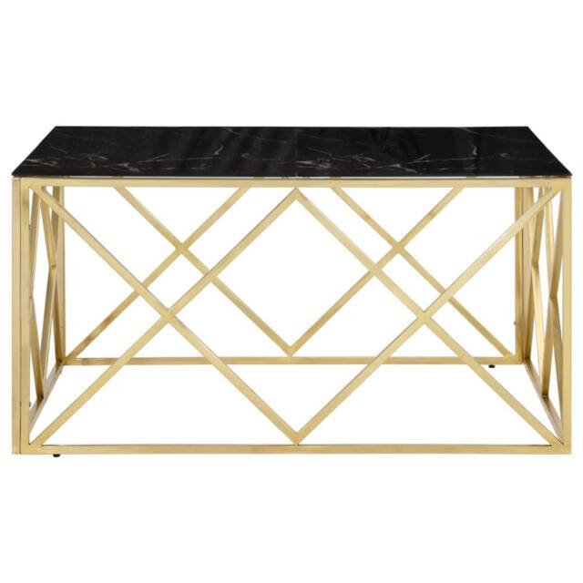 Berkfield Home Modern Coffee Table Gold Stainless Steel & Tempered Glass - image 1
