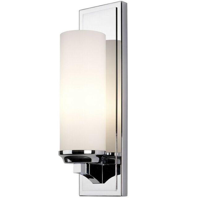 Loops IP44 Large Wall Light White Opal Etched Glass Shade Polished Chrome LED G9 3.5W
