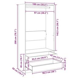 Berkfield Home Wardrobe White 100x50x200 cm Engineered Wood - Size: 100 x 50 x 200 cm - thumbnail 7