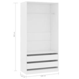 Berkfield Home Wardrobe White 100x50x200 cm Engineered Wood - Size: 100 x 50 x 200 cm - thumbnail 6
