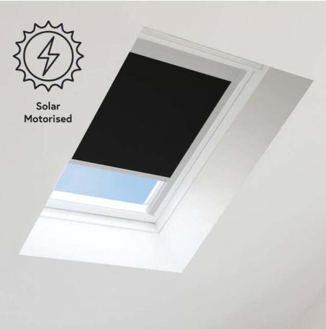 Bloc Blinds Solar Powered Blackout Blind for Velux Roof Windows - Black in Silver - Size: U04 - image 1