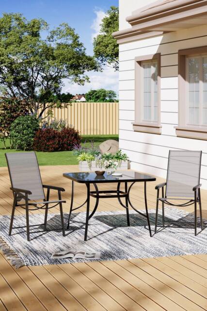 Living and Home 2-Seater Outdoor Garden Dining Bistro Set in Black - image 1