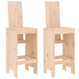 Berkfield Home Bar Stools 2 pcs 40x42x120 cm Solid Wood Pine in Brown - Size: 40 x 42 x 120 cm - thumbnail 2