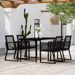 Berkfield Home 5 Piece Garden Dining Set Black - thumbnail 1