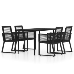 Berkfield Home 5 Piece Garden Dining Set Black - thumbnail 2