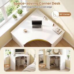 FORGEVIO Writing Study Desk With Open Storage Shelves Charging in White - thumbnail 5