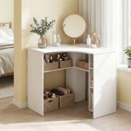 FORGEVIO Writing Study Desk With Open Storage Shelves Charging in White - thumbnail 1