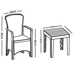 FORGEVIO Black Rattan Effect 2 Armchairs & Side Table Garden Bistro Set - thumbnail 2