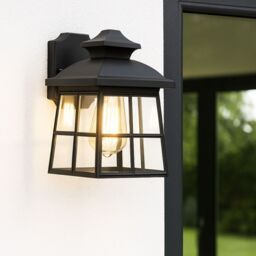 CGC Lighting Henri Black Outdoor Wall Lantern Light Traditional Style E27 Bulb - thumbnail 1