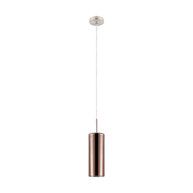 Loops Pendant Light Satin Nickel Shade Copper Coloured Glass Vaporized Bulb E27 1x15W - image 1