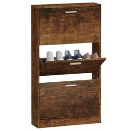 Berkfield Home Shoe Cabinet Smoked Oak 59x17x108 cm Engineered Wood in Brown - Size: 59 x 17 x 108 cm - thumbnail 4