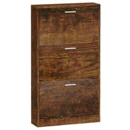 Berkfield Home Shoe Cabinet Smoked Oak 59x17x108 cm Engineered Wood in Brown - Size: 59 x 17 x 108 cm - thumbnail 5