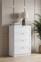 Home Discount Vida Designs Altino 4 Drawer Chest of Drawers Bedroom Furniture in White - thumbnail 1