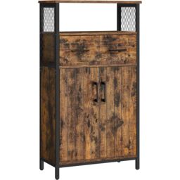 VASAGLE Industrial Storage Cabinet Sideboard Drawer Adjustable Shelf Steel in Brown - thumbnail 8