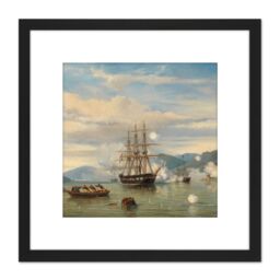 Artery8 Van Beest Hms Battleship Medusa Shimonoseki Straits 8X8 Inch Square Wooden Framed Wall Art Print Picture with Mount in Black - thumbnail 1