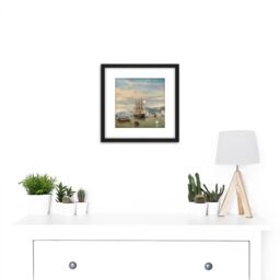 Artery8 Van Beest Hms Battleship Medusa Shimonoseki Straits 8X8 Inch Square Wooden Framed Wall Art Print Picture with Mount in Black - thumbnail 2