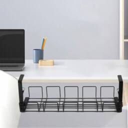 Havendro Cable Tray No Drill Tidy Wire Cord Storage Rack Organizer Under Desk in Black - thumbnail 4
