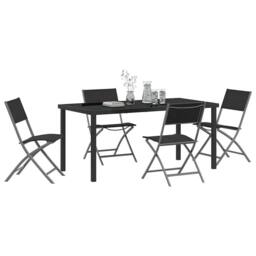 Berkfield Home Practical 5 Piece Garden Dining Set Black Textilene & Steel - thumbnail 1