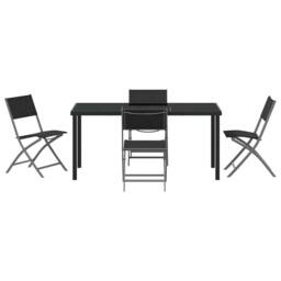 Berkfield Home Practical 5 Piece Garden Dining Set Black Textilene & Steel - thumbnail 7
