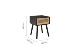Birlea Croxley 1 Drawer Rattan Bedside in Black - thumbnail 6