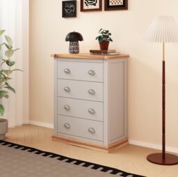Cabinet Bits Bomporto 4 Drawer Chest of Drawers Chrome Cup Handle in Light Grey - thumbnail 1
