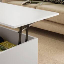 Nordara White Lift Top Wooden Coffee Table with 2 Large Storage Drawers - Size: 100 cm x 80 cm - thumbnail 4