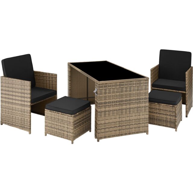 tectake Garden Table & Chairs Palermo in Natural - Size: 4 Person - image 1