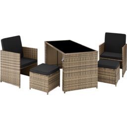 tectake Garden Table & Chairs Palermo in Natural - Size: 4 Person - thumbnail 1