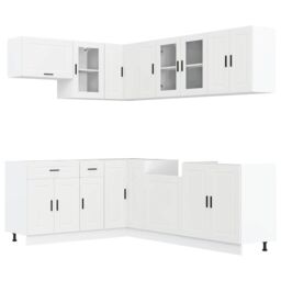 Berkfield Home 11 Piece Kitchen Cabinet Set Porto White Engineered Wood - thumbnail 2