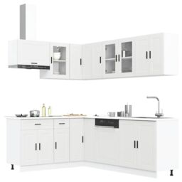 Berkfield Home 11 Piece Kitchen Cabinet Set Porto White Engineered Wood - thumbnail 1