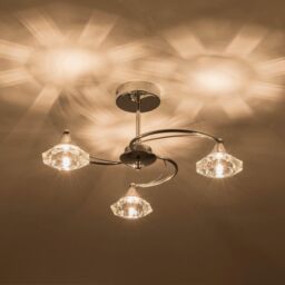 Harper Living Polished Chrome Spiral 3 Light Semi Flush Ceiling Light in Silver - thumbnail 2