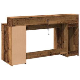 Berkfield Home Desk with LED Lights Old Wood 160x55x91 cm Engineered Wood in Brown - Size: 160 x 55 x 91 cm - thumbnail 8