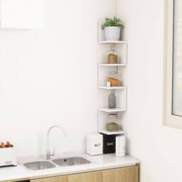 Berkfield Home Wall Corner Shelf White 20x20x127.5 cm Engineered Wood - thumbnail 6