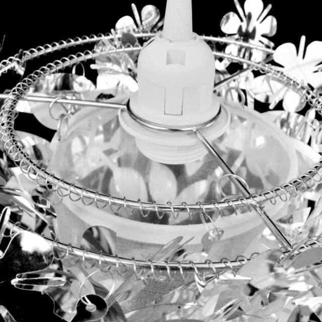 Berkfield Home Leaves Paillette Pendant Chandelier Lamp 21, 5 x 30 cm Silver - image 1