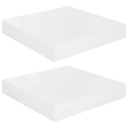Berkfield Home Floating Wall Shelves 2 pcs High Gloss White 23x23.5x3.8 cm MDF - thumbnail 2