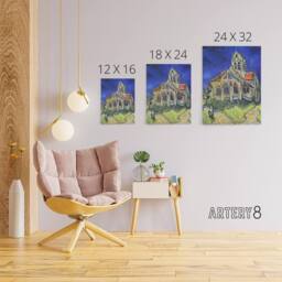 "Artery8 The Church at Auvers Oil Painting Van Gogh Canvas Wall Art in Blue - Size: W18"" x H24""" - thumbnail 4