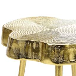 Wyld and Coco Gold Metal Side Table 50cm - Gloss Wood Effect End Table - thumbnail 3