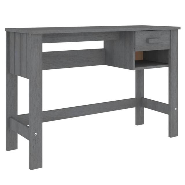 Berkfield Home Desk HAMAR Dark Grey 110x40x75 cm Solid Wood Pine - Size: 110 x 40 x 75 cm - image 1