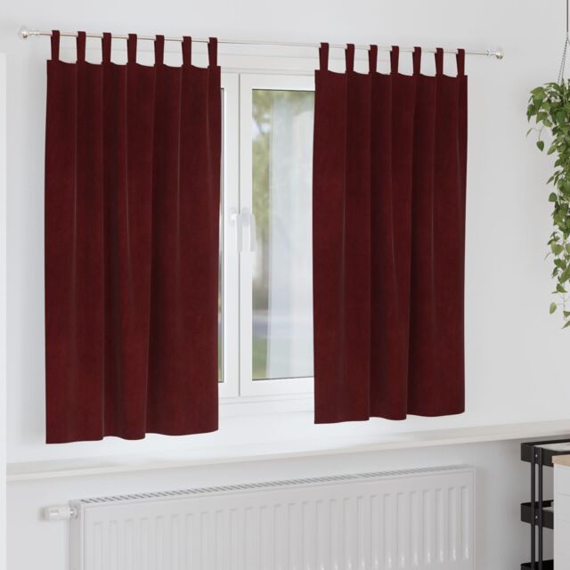 Berkfield Home Blackout Curtains with Hanging Loops 2 pcs Wine Red Velvet - image 1