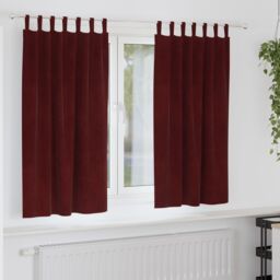 Berkfield Home Blackout Curtains with Hanging Loops 2 pcs Wine Red Velvet
