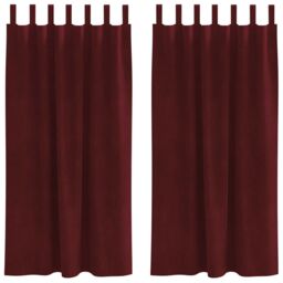 Berkfield Home Blackout Curtains with Hanging Loops 2 pcs Wine Red Velvet - thumbnail 2