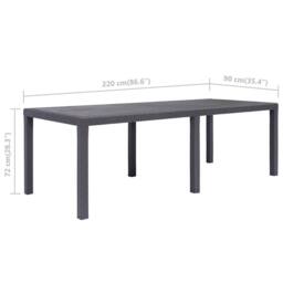 Berkfield Home Garden Table Brown 220x90x72 cm Plastic Rattan Look in Dark Brown - Size: 220 x 90 x 72 cm - thumbnail 5