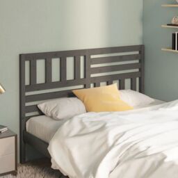 Berkfield Home Bed Headboard Grey 126x4x100 cm Solid Wood Pine - Size: 126 x 4 x 100 cm - thumbnail 1