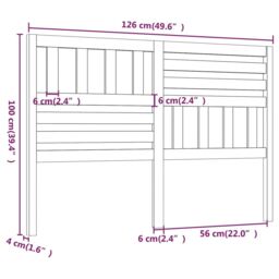Berkfield Home Bed Headboard Grey 126x4x100 cm Solid Wood Pine - Size: 126 x 4 x 100 cm - thumbnail 6