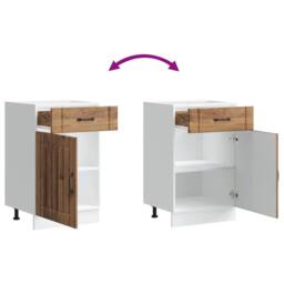 Berkfield Home Kitchen Base Cabinet Lucca Old Wood Engineered Wood in Brown - thumbnail 9
