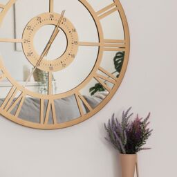 Charles Bentley Coniston Indoor Outdoor Mirrored Skeleton Wall Clock 80cm in Gold - thumbnail 2