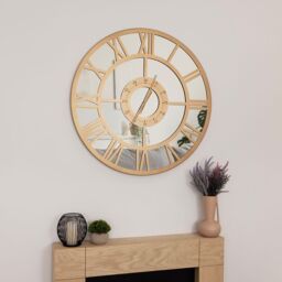 Charles Bentley Coniston Indoor Outdoor Mirrored Skeleton Wall Clock 80cm in Gold - thumbnail 1