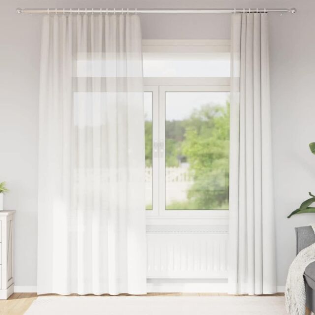 Berkfield Home Voile Curtains with Rod Pockets 2 pcs White - image 1